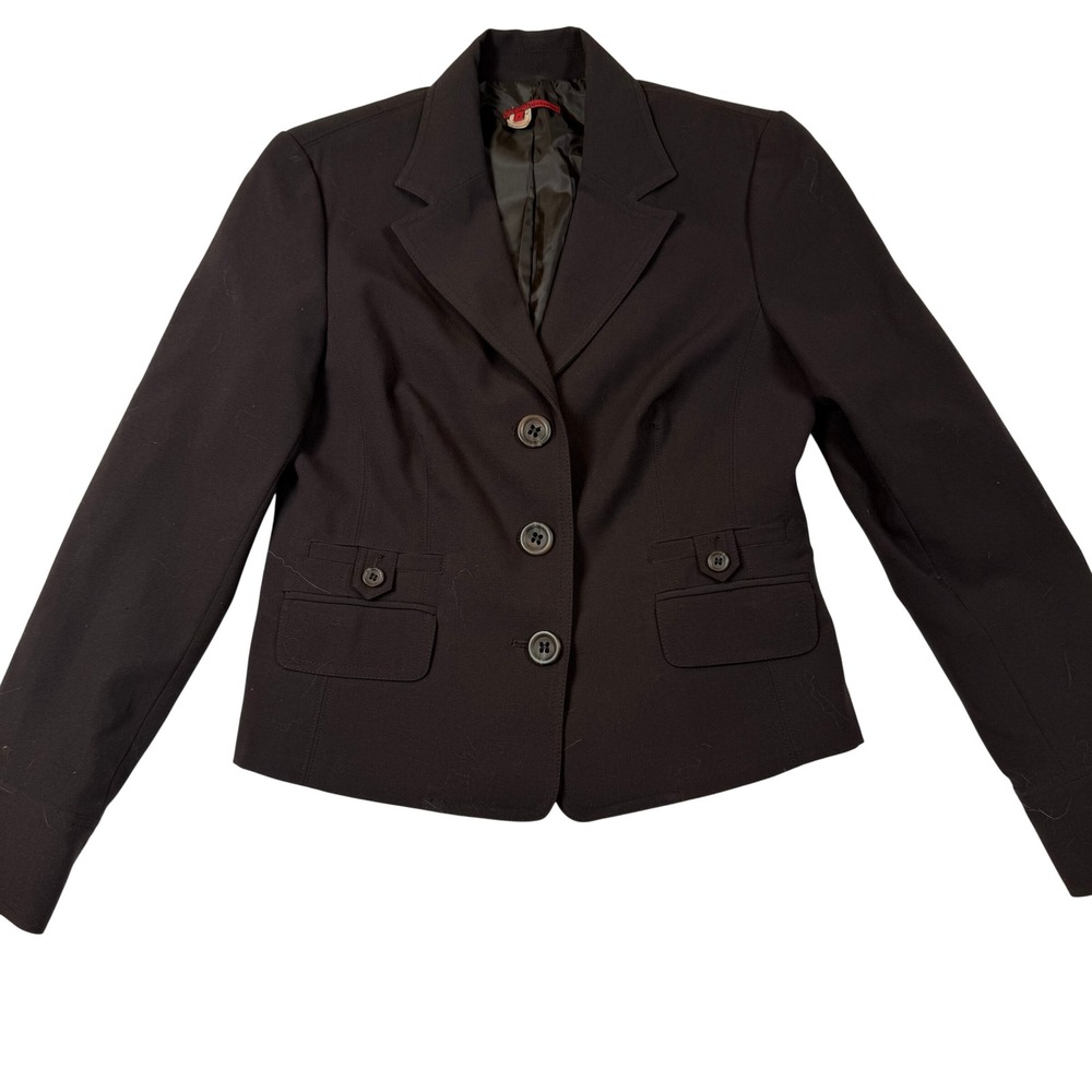 Tape Measure Women Size 8 Brown 3-Button Tailored Blazer Y2K Career Jacket